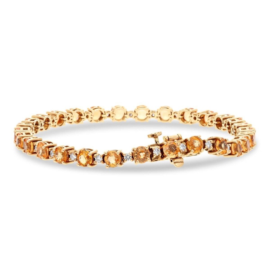 Gem Shopping Mandarin Garnet And Diamond Bracelet In 14K Rose Gold | Garnet