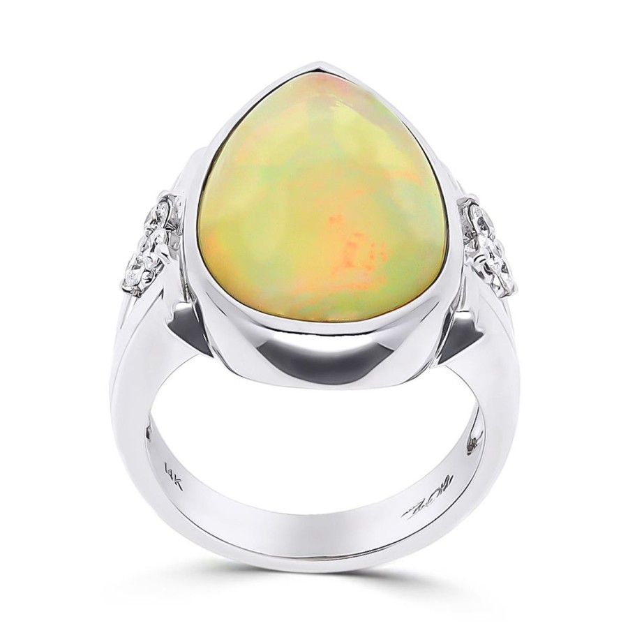 Gem Shopping Cut By Ben Opal And Diamond Ring In 14K | Opal