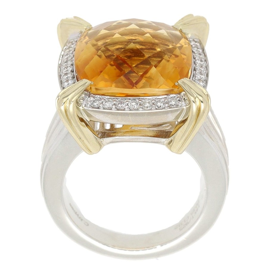 Gem Shopping Charles Krypell Citrine And Diamond Ring In Sterling Silver|14K | Citrine