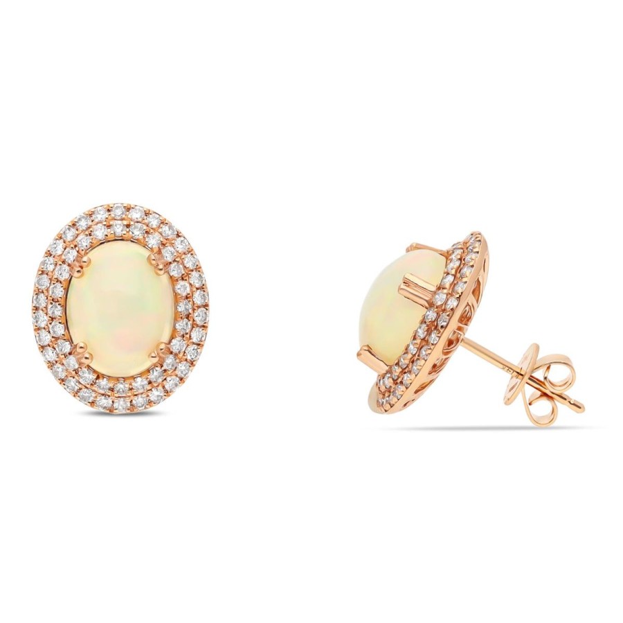 Gem Shopping Effy Ethiopian Opal And Diamond Stud Earrings In 14K | Opal