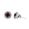 Gem Shopping Ruby And Diamond Halo Stud Earrings In 18K White Gold | Ruby