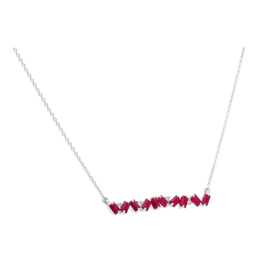 Gem Shopping Ruby And Diamond Necklace In 14K | Ruby