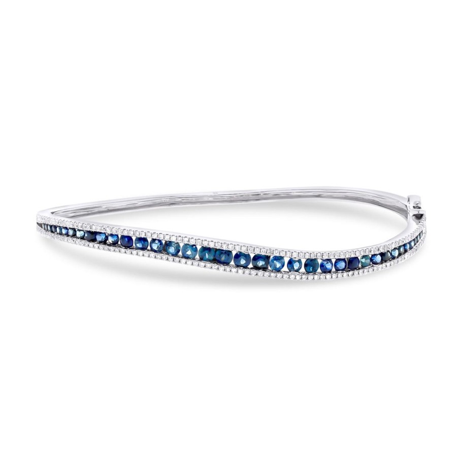 Gem Shopping Sapphire And Diamond Bangle In 14K | Sapphire