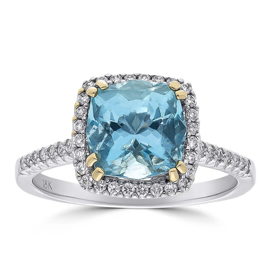 Gem Shopping Aquamarine And Diamond Ring In 18K | Aquamarine