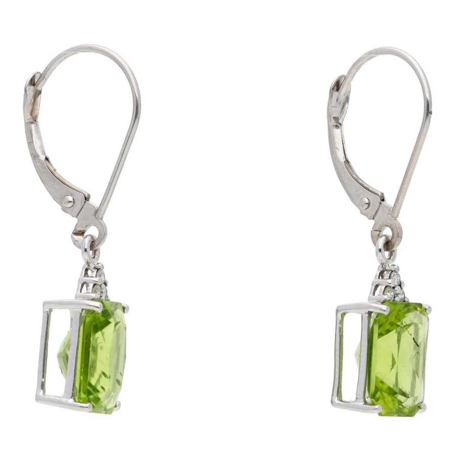 Gem Shopping Pakistani Peridot And Diamond Drop Earrings In 14K White Gold | Peridot