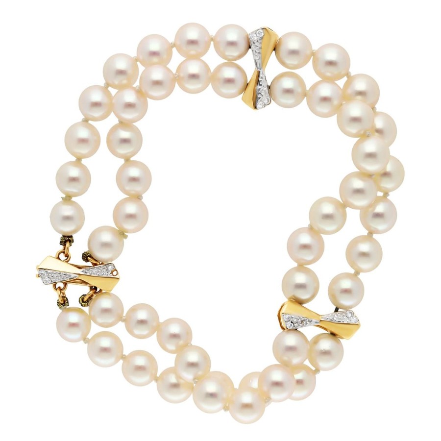 Gem Shopping Cut By Ben Akoya Pearl And Diamond Bracelet In 14K | Pearl