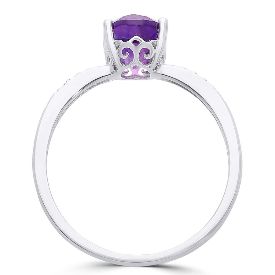 Gem Shopping Lali Jewels Amethyst And Diamond Ring In 14K White Gold | Amethyst