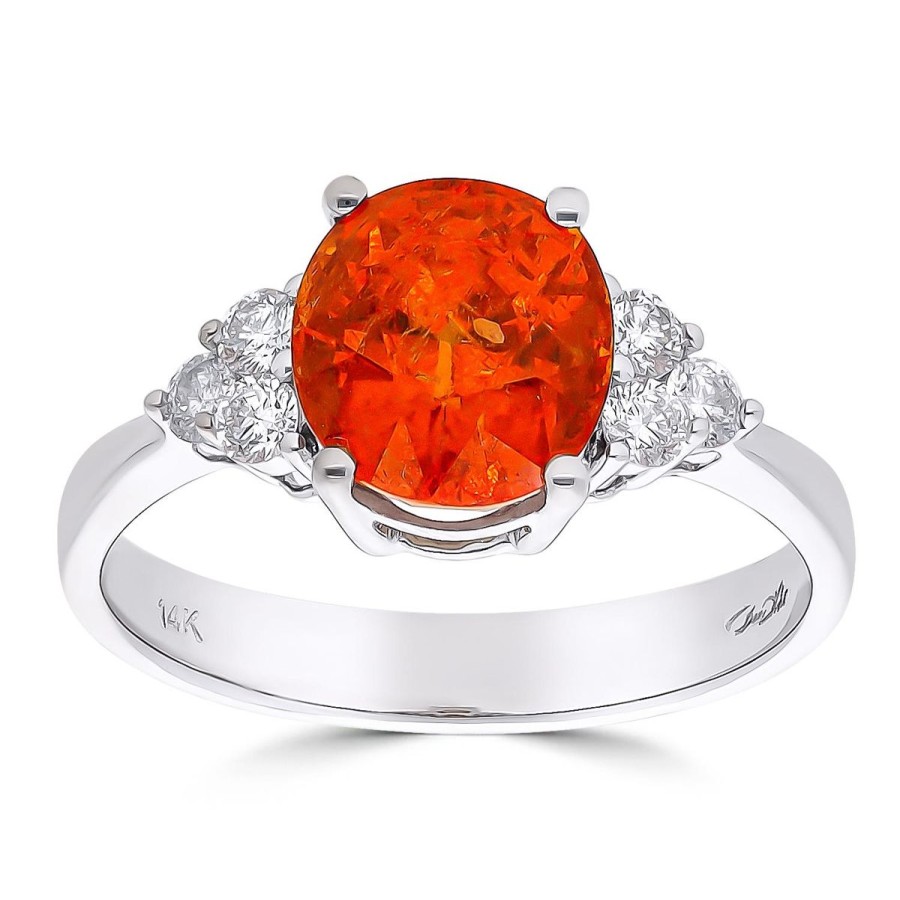 Gem Shopping Cut By Ben Mandarin Garnet And Diamond Ring In 14K | Garnet