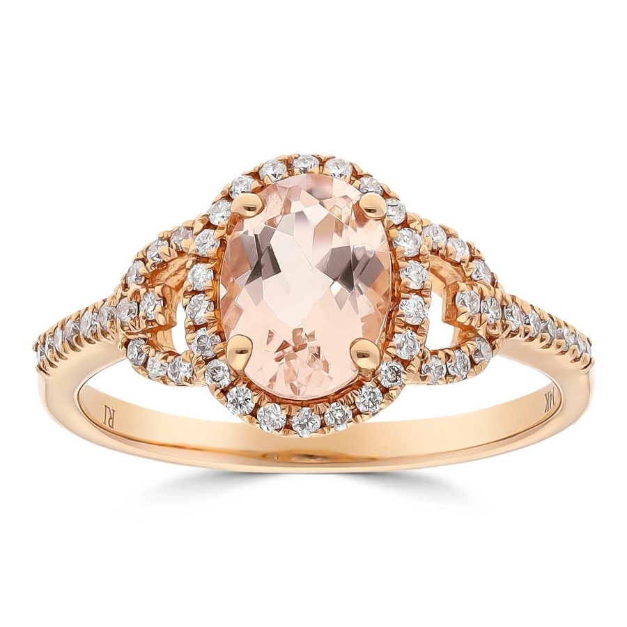 Gem Shopping Cirari Couture Jewels Morganite And Diamond Halo Ring In 14K Rose Gold | Morganite