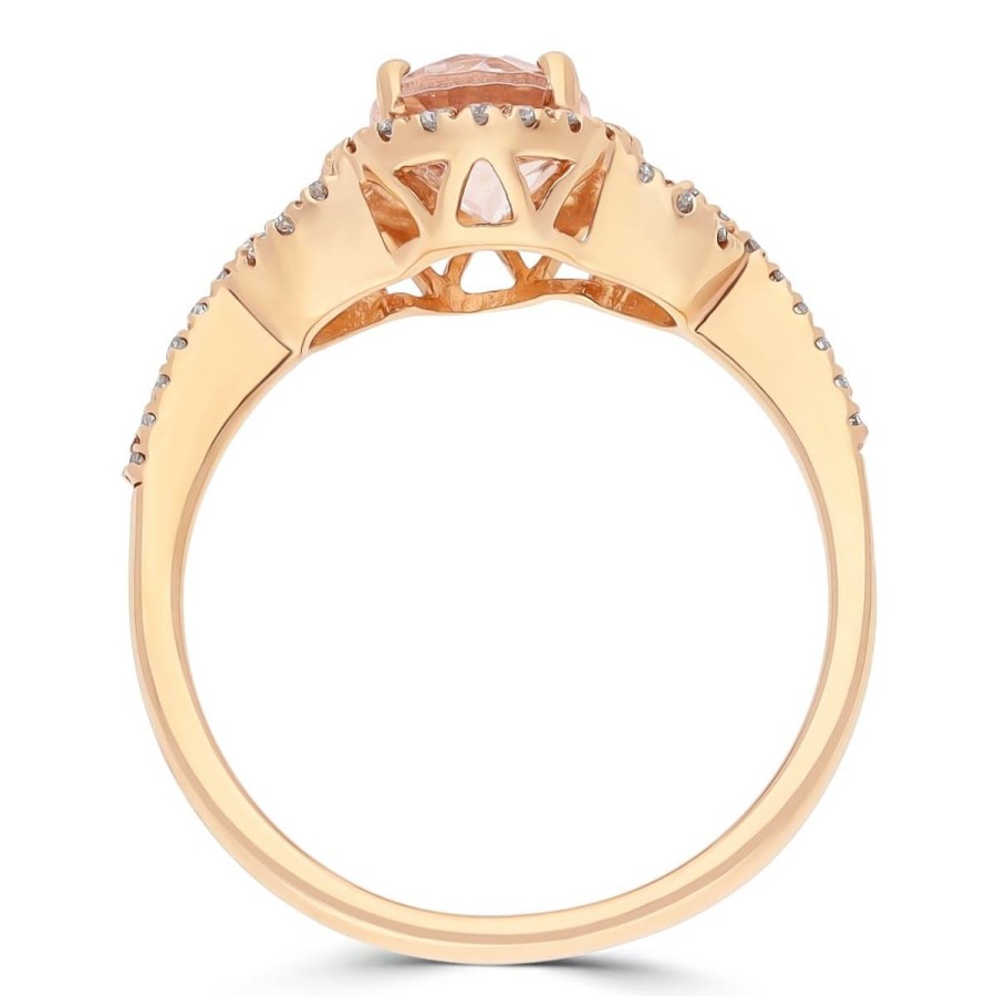 Gem Shopping Cirari Couture Jewels Morganite And Diamond Halo Ring In 14K Rose Gold | Morganite