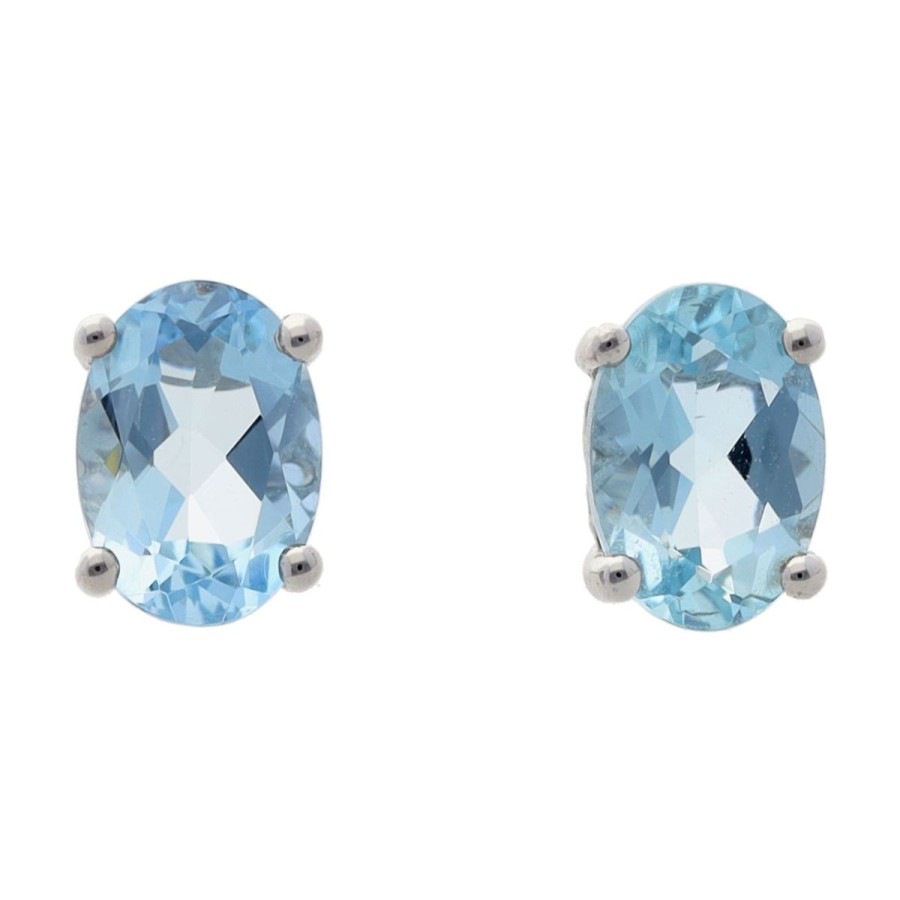 Gem Shopping Lali Jewels Aquamarine Stud Earrings In 14K White Gold | Aquamarine