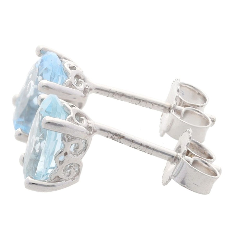 Gem Shopping Lali Jewels Aquamarine Stud Earrings In 14K White Gold | Aquamarine