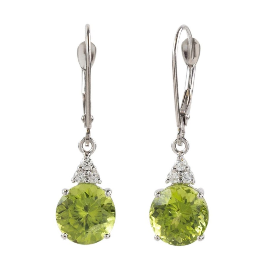 Gem Shopping Cut By Ben Peridot And Diamond Earrings In 14K | Peridot