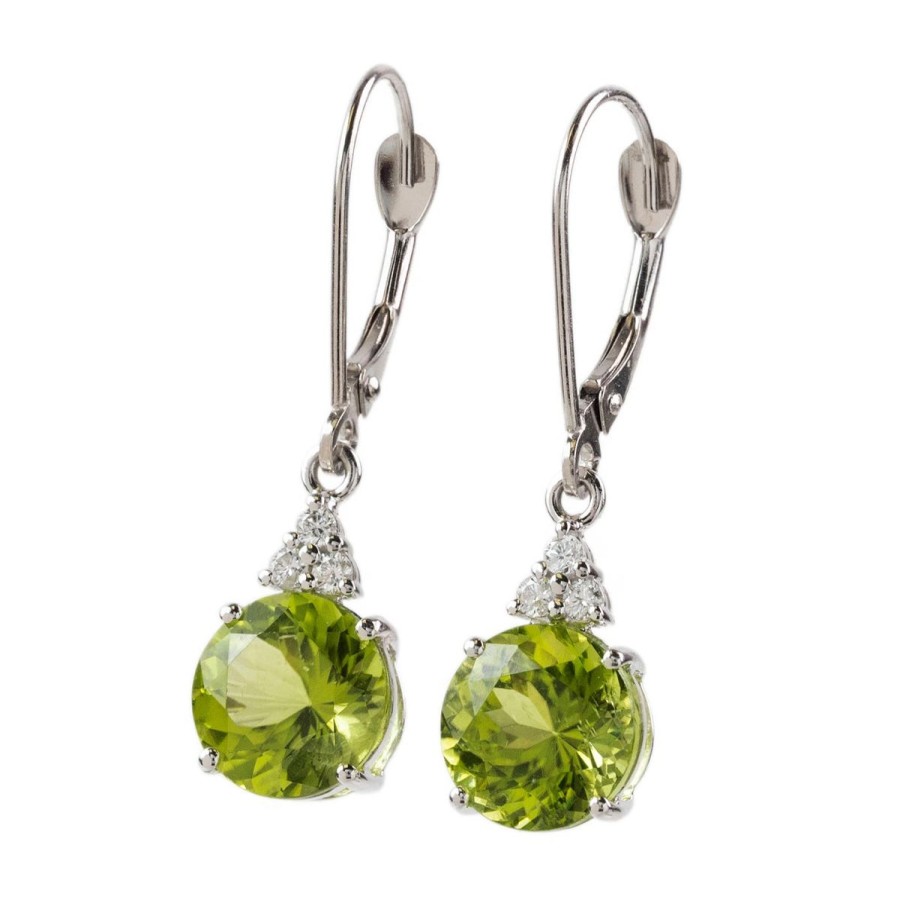 Gem Shopping Cut By Ben Peridot And Diamond Earrings In 14K | Peridot