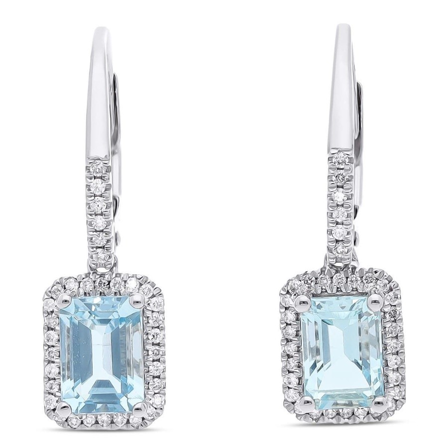 Gem Shopping Cirari Couture Aquamarine And Diamond Dangle Earrings In 14K | Aquamarine