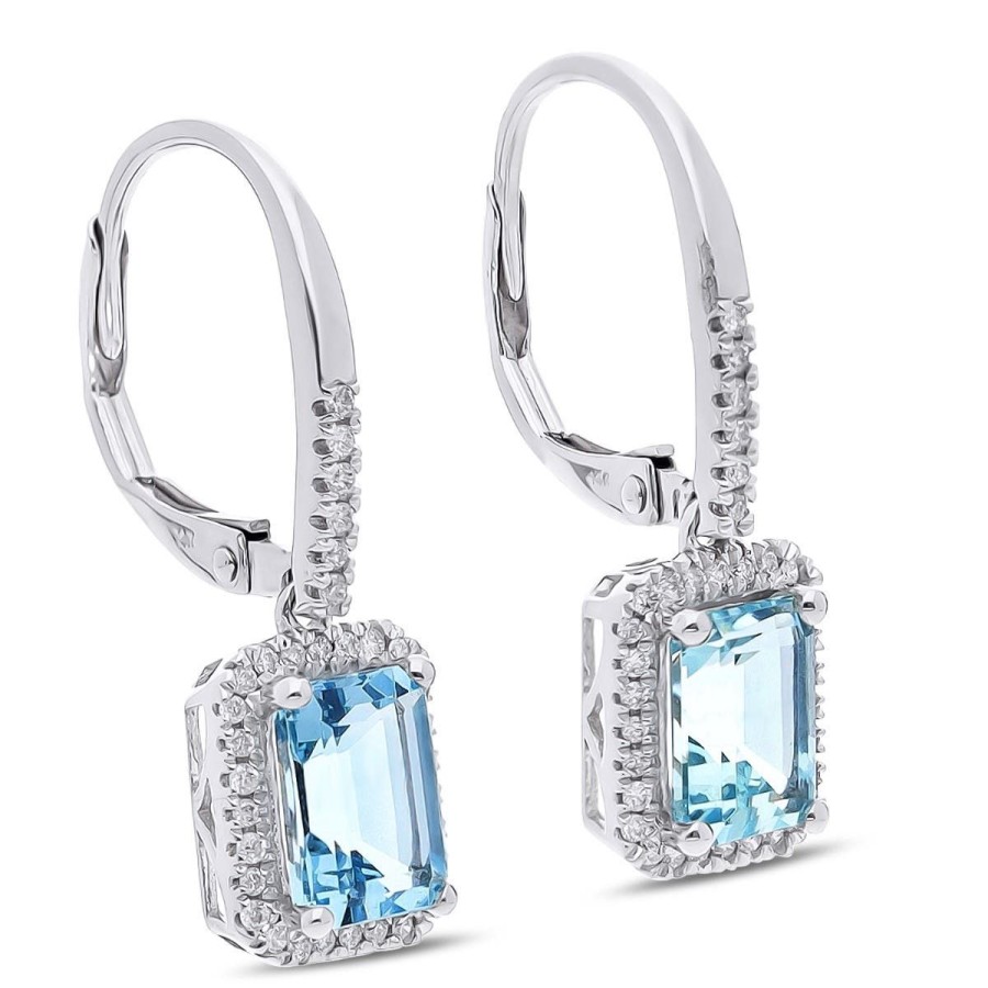 Gem Shopping Cirari Couture Aquamarine And Diamond Dangle Earrings In 14K | Aquamarine