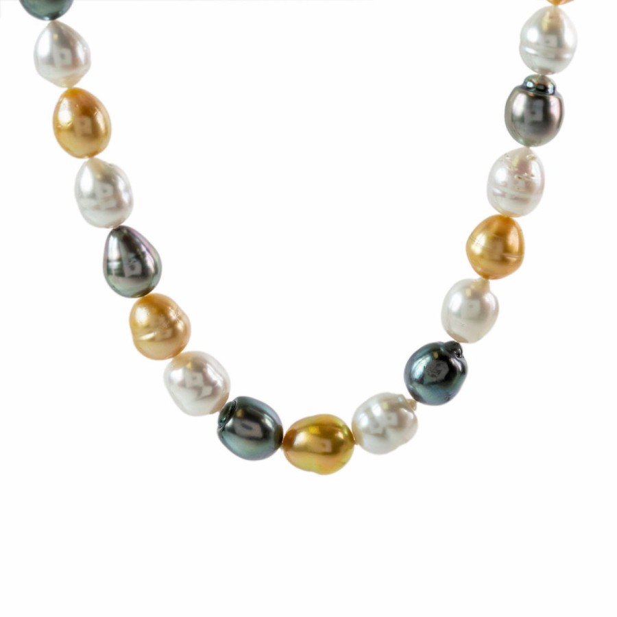 Gem Shopping Cultured South Sea Pearl Necklace In Sterling Silver | Pearl