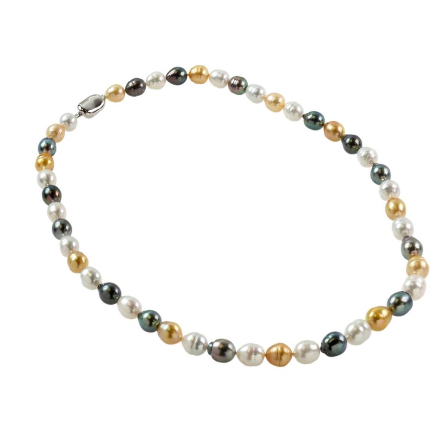 Gem Shopping Cultured South Sea Pearl Necklace In Sterling Silver | Pearl