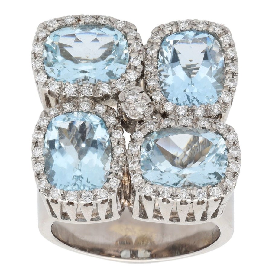 Gem Shopping Aquamarine And Diamond Ring In 18K | Aquamarine