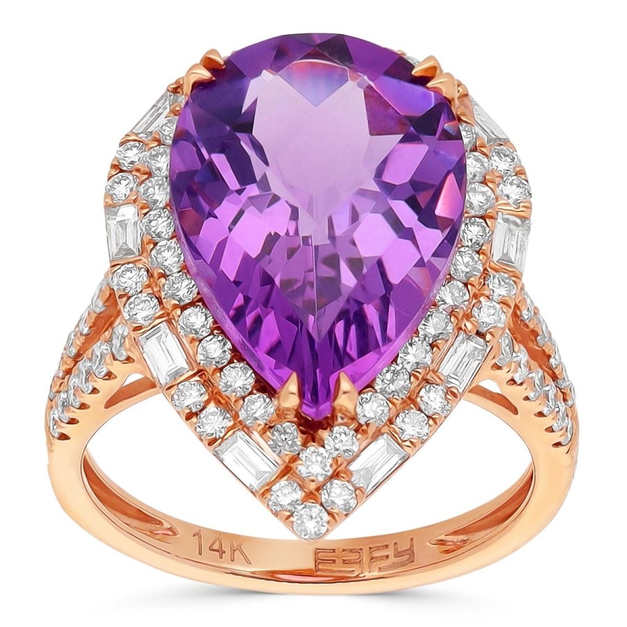 Gem Shopping Effy Amethyst And Diamond Ring In 14K | Amethyst