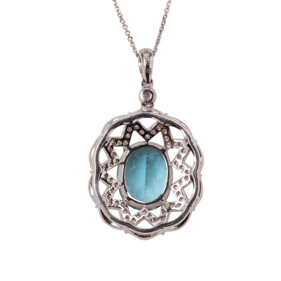 Gem Shopping Aquamarine And Diamond Pendant In 18K White Gold | Aquamarine