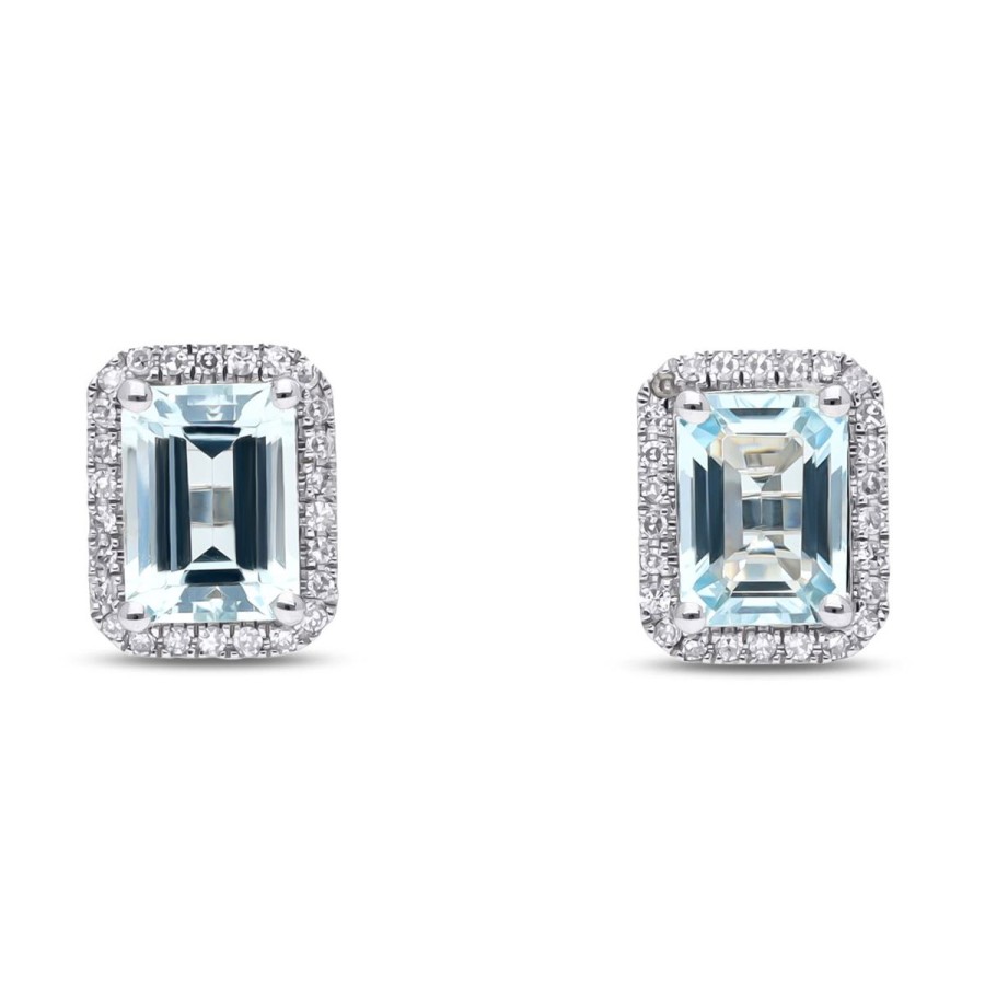 Gem Shopping Effy Aquamarine And Diamond Stud Earrings In 14K | Aquamarine