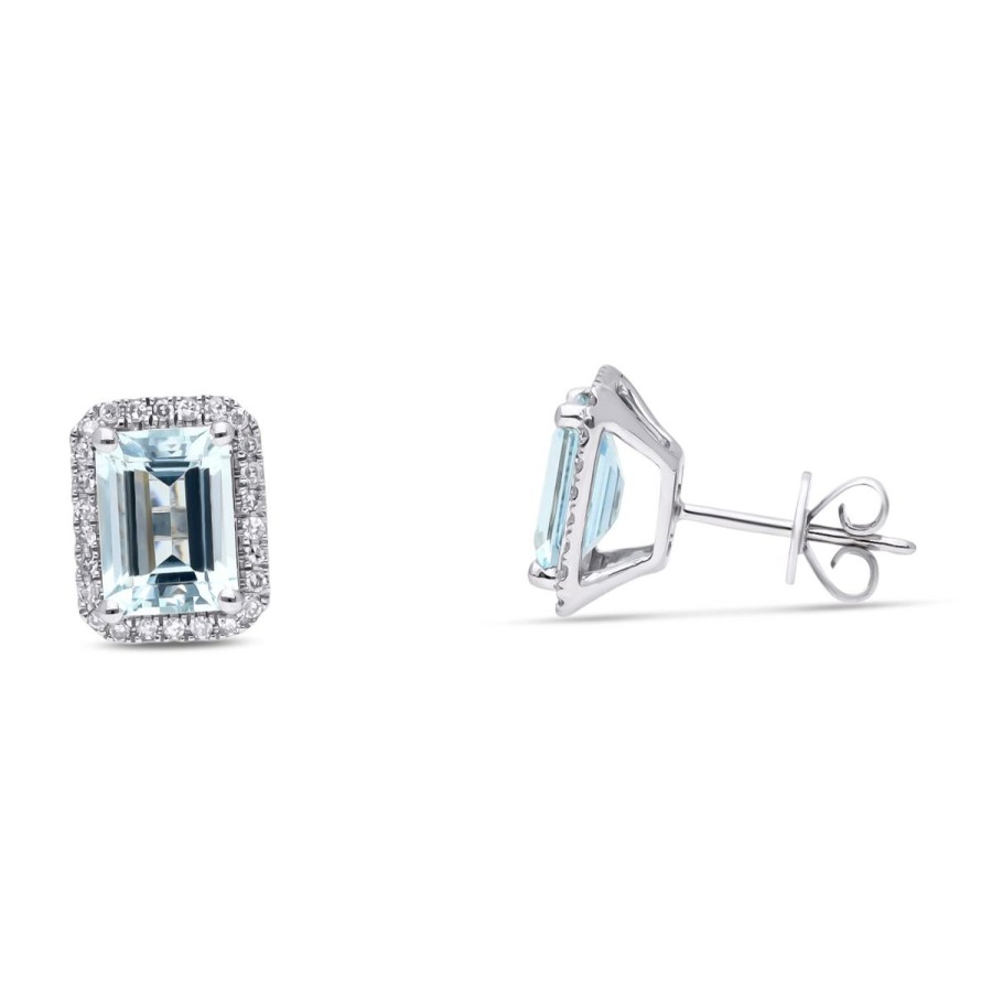 Gem Shopping Effy Aquamarine And Diamond Stud Earrings In 14K | Aquamarine