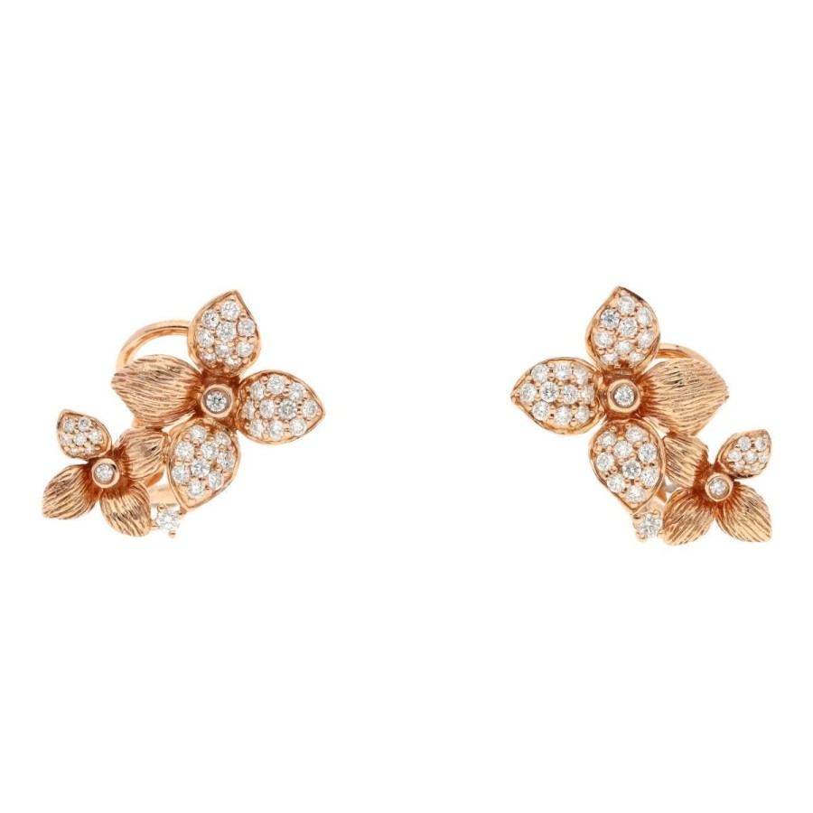 Gem Shopping Effy Diamond Flower Earrings In 14K Rose Gold | Diamond