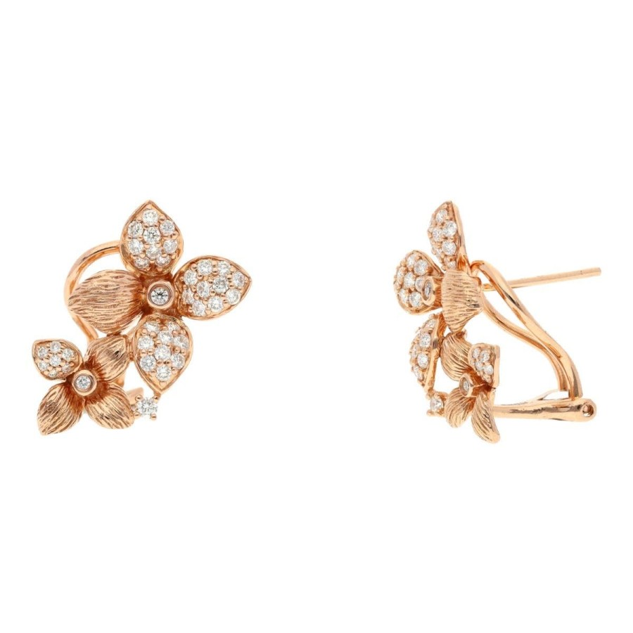 Gem Shopping Effy Diamond Flower Earrings In 14K Rose Gold | Diamond