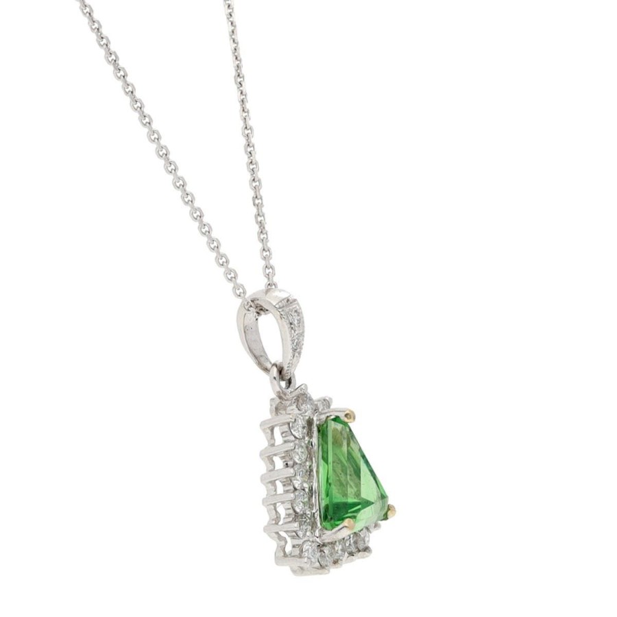 Gem Shopping Tsavorite Garnet And Diamond Pendant In 18K White Gold | Garnet