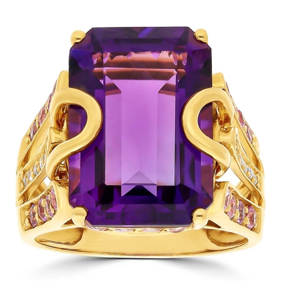 Gem Shopping Siberian Amethyst And Sapphire Ring In 22K Yellow Gold | Amethyst