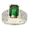 Gem Shopping Emerald Cut Chrome Tourmaline And Diamond Cluster Ring In 18K Gold | Emerald