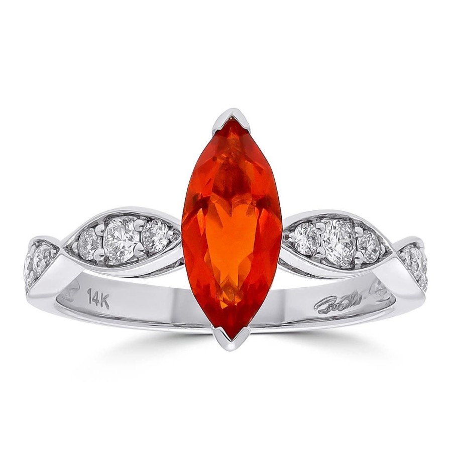 Gem Shopping Fire Opal And Diamond Ring In 14K | Fire Opal