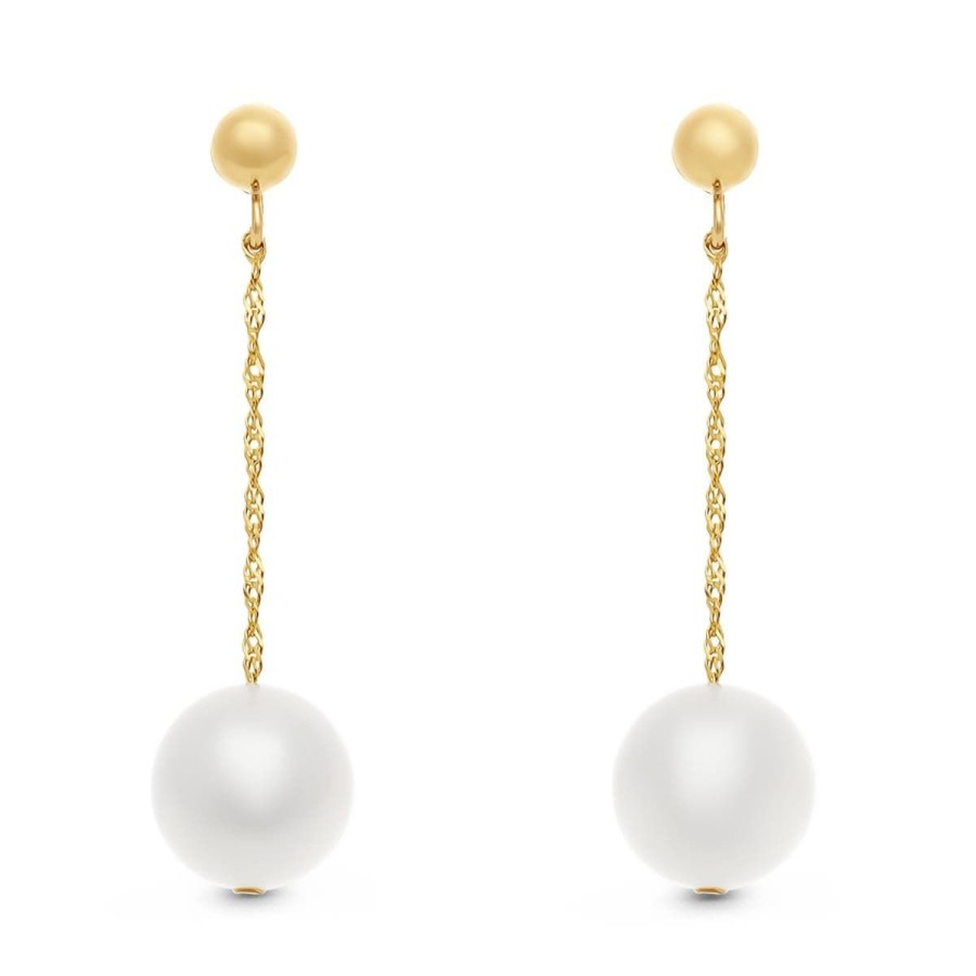 Gem Shopping Lali Jewels Freshwater Pearl Dangle Earrings In 14K Yellow Gold | Pearl