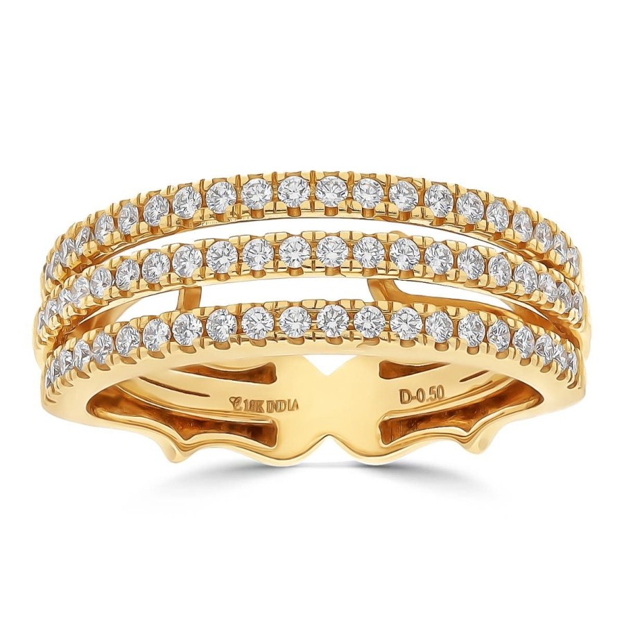 Gem Shopping Chromia D Flawless Diamond Triple Row Ring In 18K Yellow Gold | Diamond