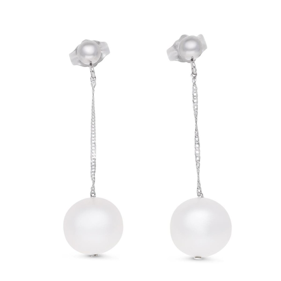 Gem Shopping Lali Jewels Freshwater Pearl Dangle Earrings In 14K White Gold | Pearl