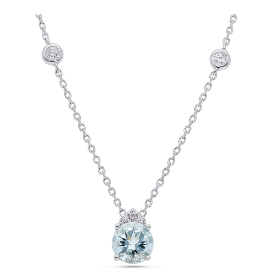 Gem Shopping Cirari Couture Aquamarine And Diamond Pendant In 14K | Aquamarine