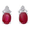 Gem Shopping Ruby And Diamond Stud Earrings In 18K White Gold | Ruby