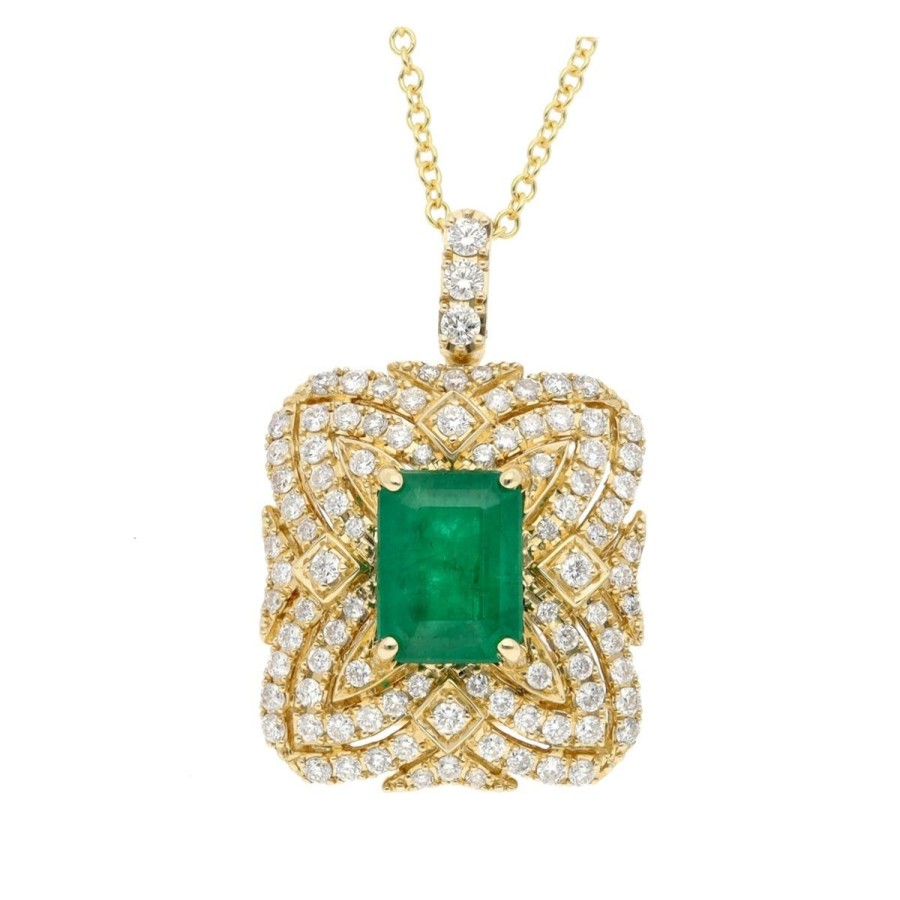 Gem Shopping Effy Emerald And Diamond Pendant In 14K | Emerald