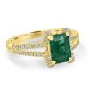 Gem Shopping Gem Bleu Emerald And Diamond Ring In 14K Yellow Gold | Emerald