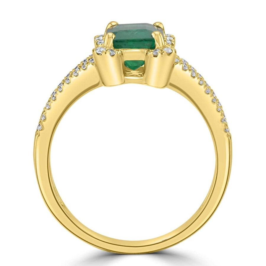 Gem Shopping Gem Bleu Emerald And Diamond Ring In 14K Yellow Gold | Emerald