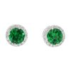 Gem Shopping Round Tsavorite Garnet And Diamond Stud Earrings In 14K White Gold | Garnet