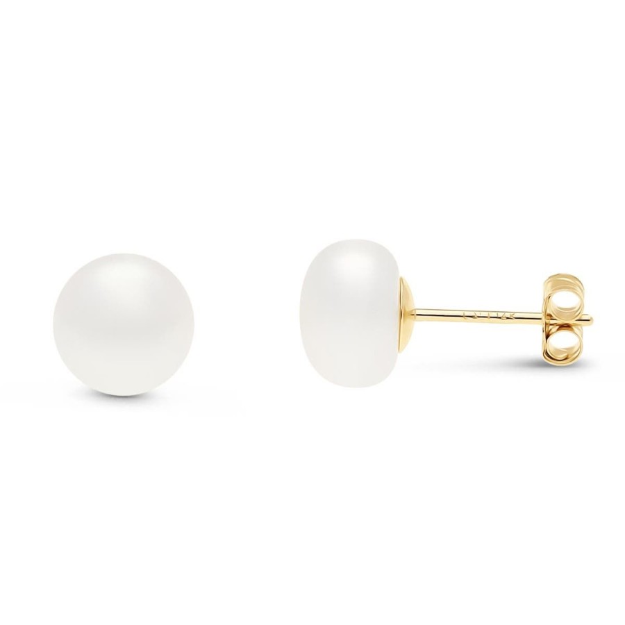 Gem Shopping Lali Jewels Freshwater Pearl Stud Earrings In 14K Yellow Gold | Pearl