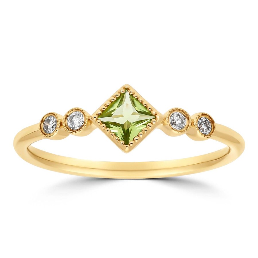 Gem Shopping Brevani Peridot And Diamond Stackable Ring In 14K | Peridot