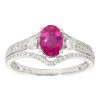 Gem Shopping Oval Ruby And Diamond Ring In 18K White Gold | Ruby