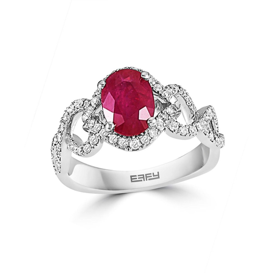 Gem Shopping Effy Ruby And Diamond Ring In 14K White Gold | Ruby