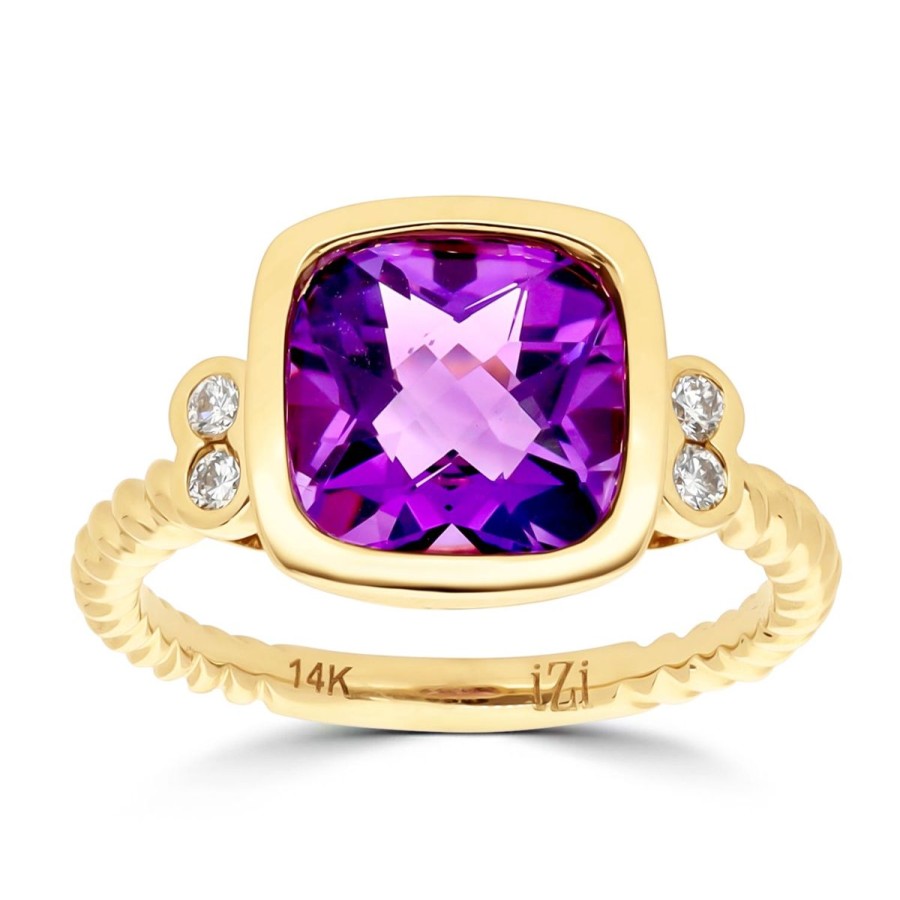 Gem Shopping Amethyst And Diamond Cocktail Ring In 14K | Amethyst