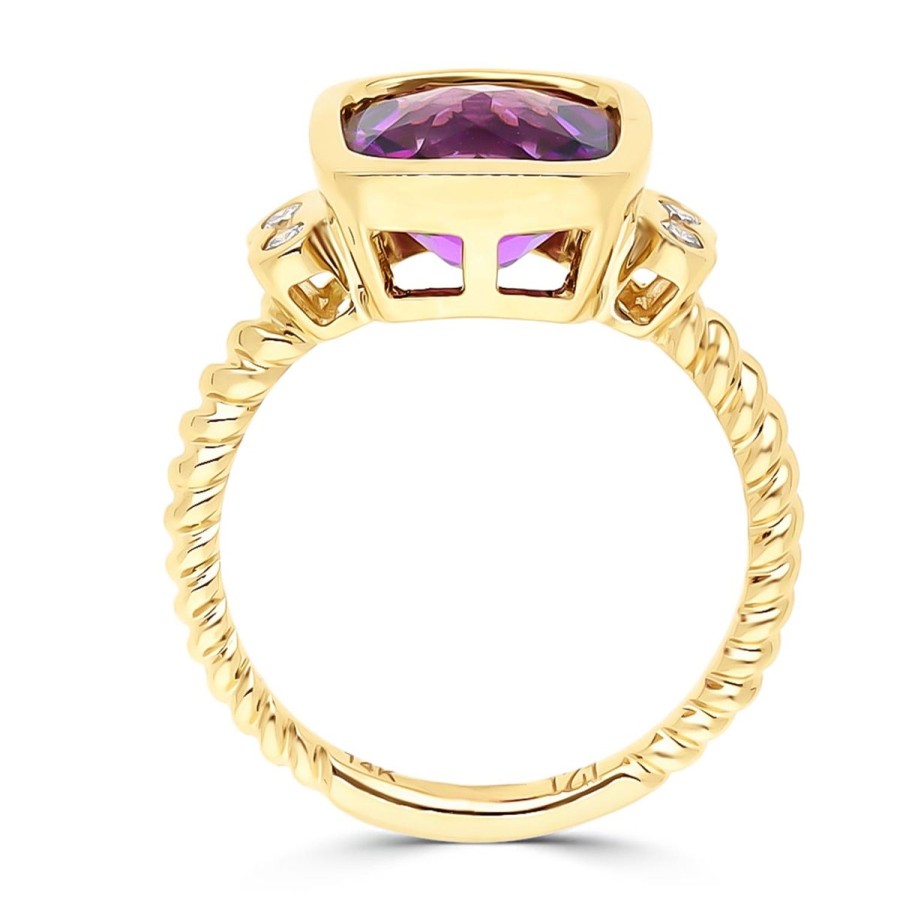 Gem Shopping Amethyst And Diamond Cocktail Ring In 14K | Amethyst