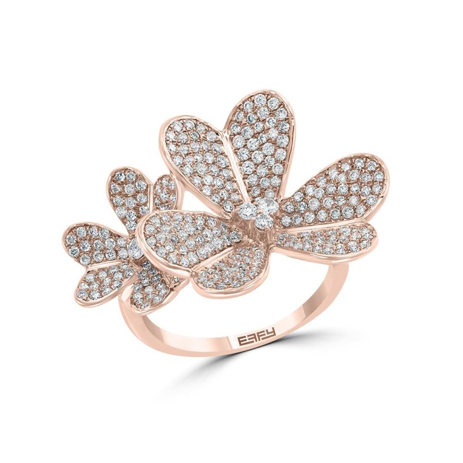 Gem Shopping Effy Diamond Flower Ring In 14K Rose Gold | Diamond