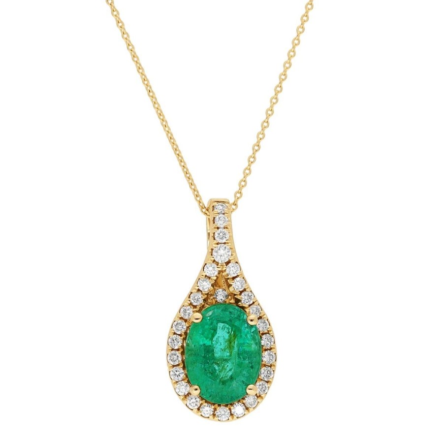 Gem Shopping Gem Bleu Emerald And Diamond Pendant In 14K | Emerald